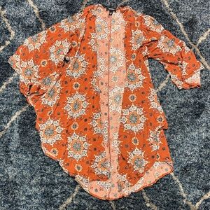 Torrid bohemian, brown and teal mandala kimono cover-up size 00/0